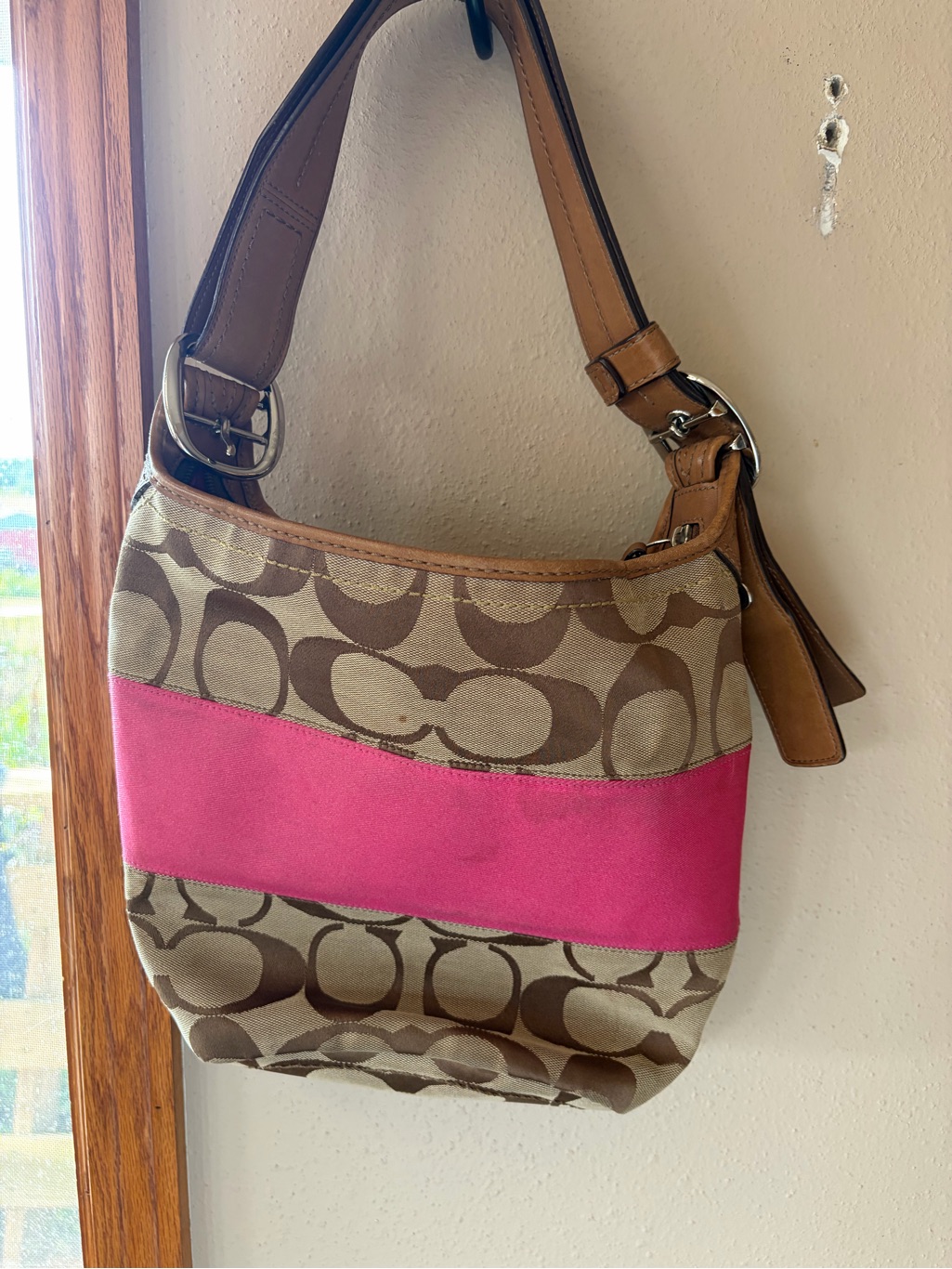 Coach Signature Stripe Rugby Duffle Bucket Bag Y2k